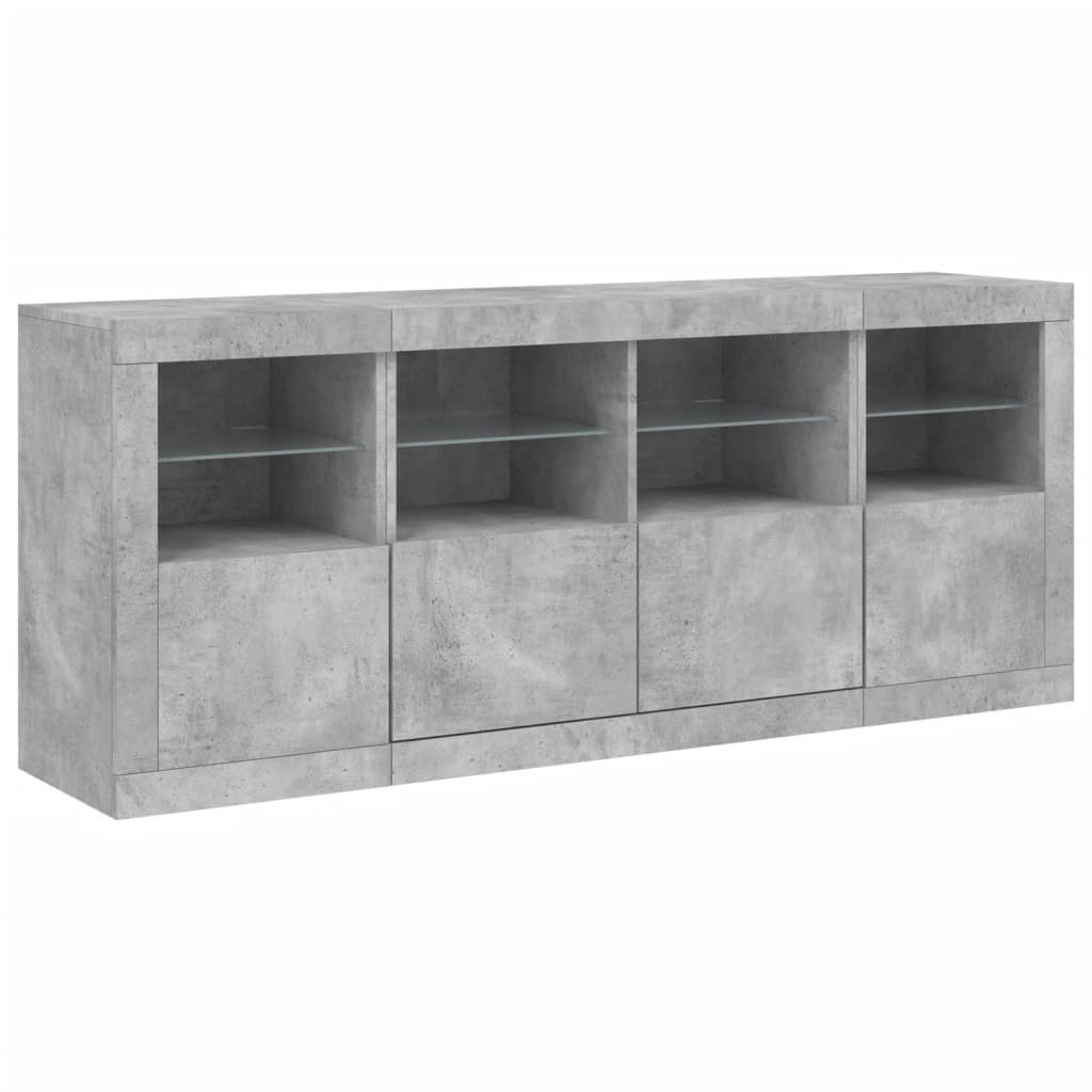 Komoda s LED svjetlima siva boja betona 163x37x67 cm
