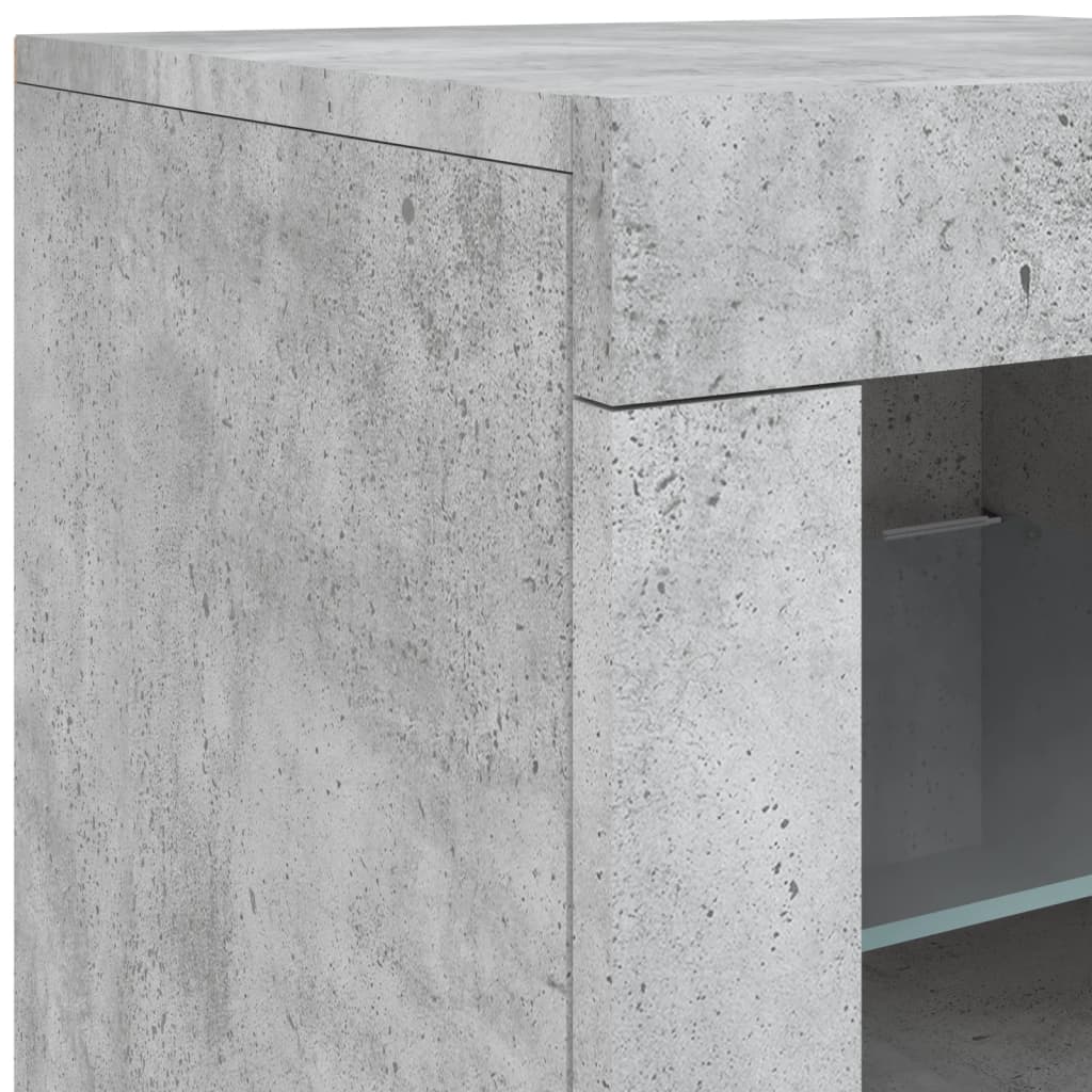 Komoda s LED svjetlima siva boja betona 163x37x67 cm