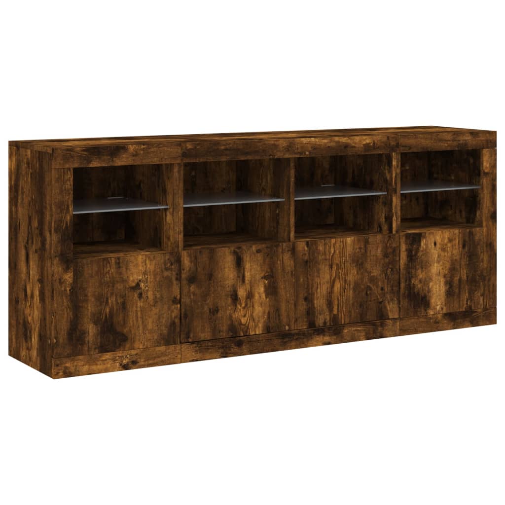Komoda s LED svjetlima boja dimljenog hrasta 163x37x67 cm