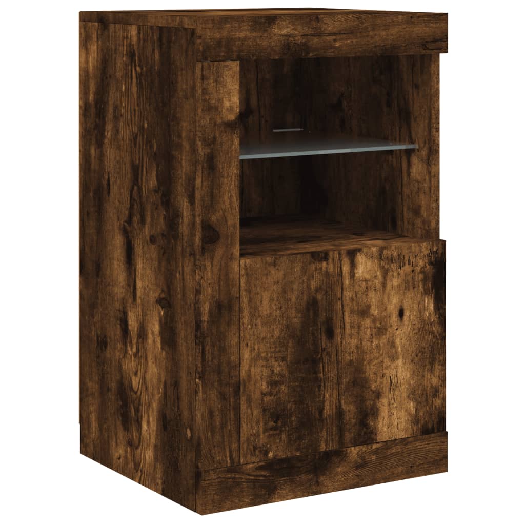 Komoda s LED svjetlima boja dimljenog hrasta 163x37x67 cm