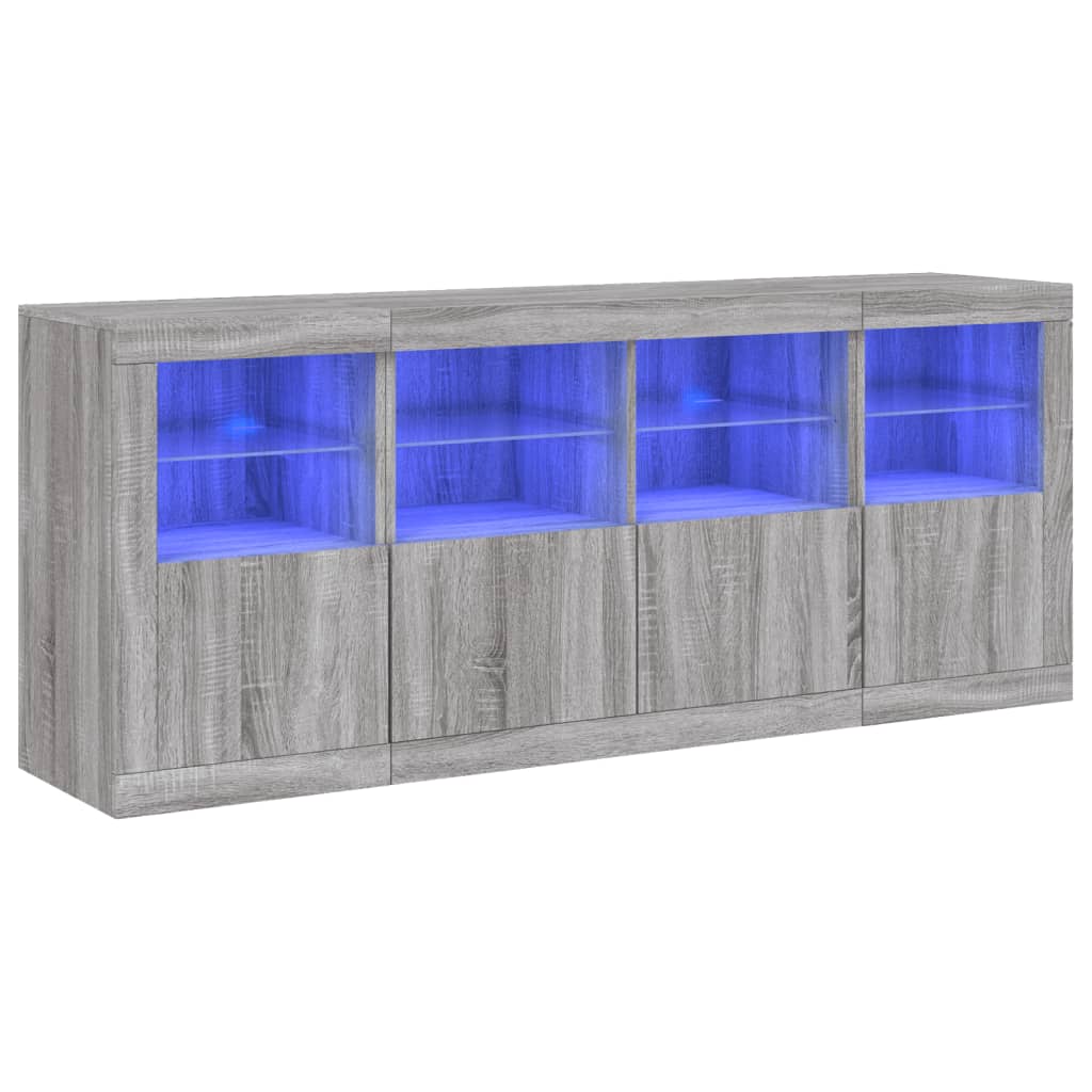 Komoda s LED svjetlima boja sivog hrasta 163x37x67 cm