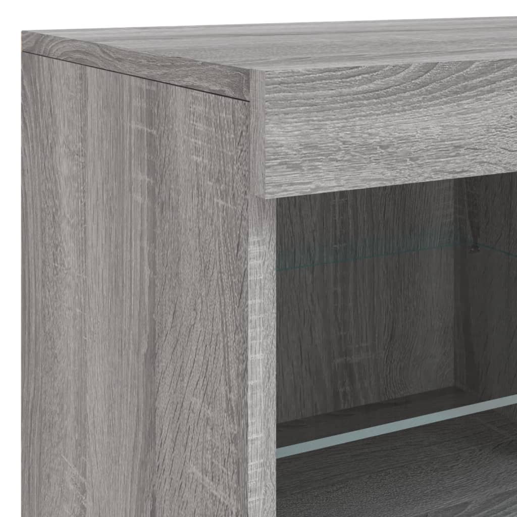 Komoda s LED svjetlima boja sivog hrasta 163x37x67 cm