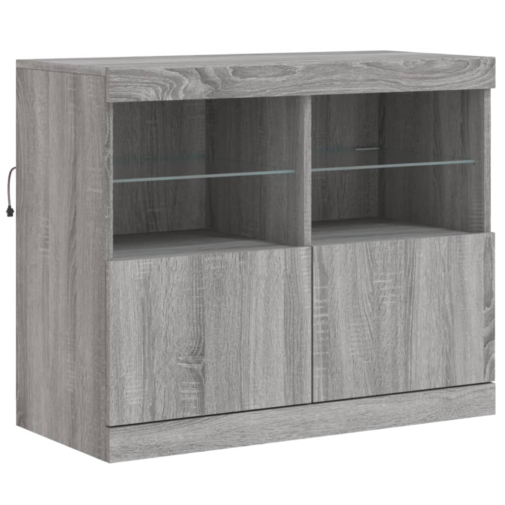 Komoda s LED svjetlima boja sivog hrasta 163x37x67 cm