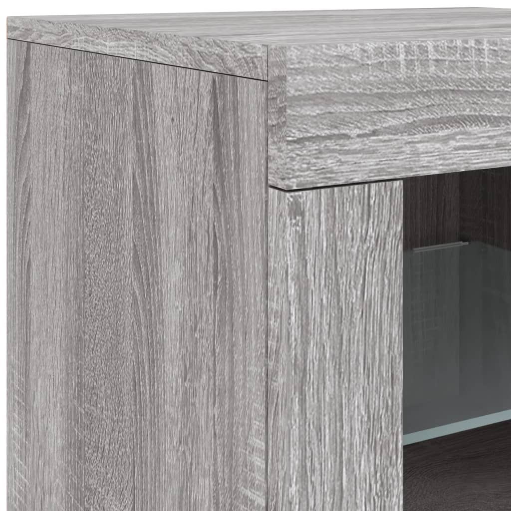 Komoda s LED svjetlima boja sivog hrasta 163x37x67 cm
