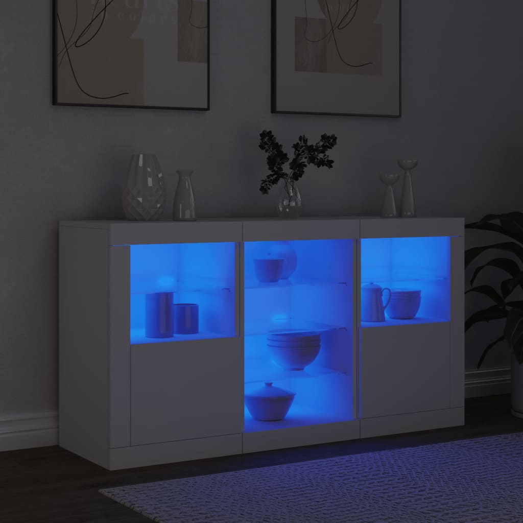 Komoda s LED svjetlima bijela 123 x 37 x 67 cm