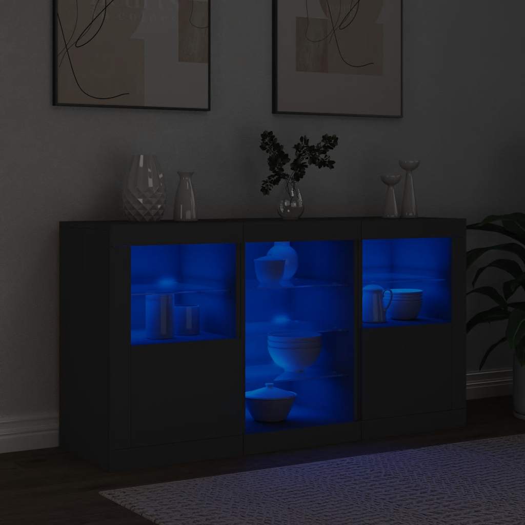 Komoda s LED svjetlima crna 123 x 37 x 67 cm