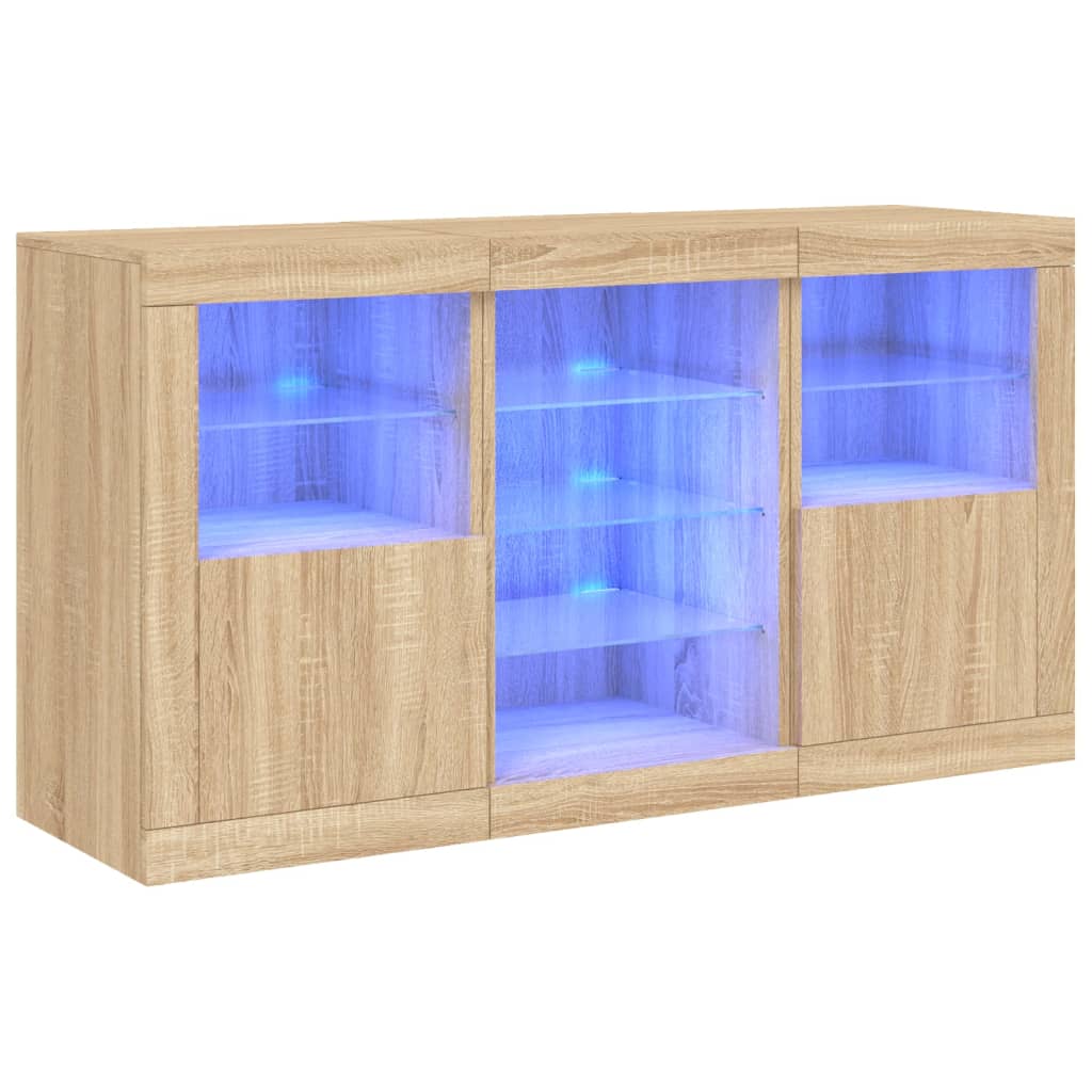 Komoda s LED svjetlima boja hrasta sonome 123x37x67 cm