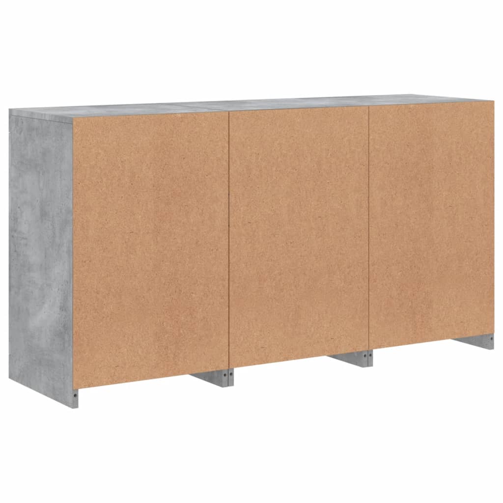 Komoda s LED svjetlima siva boja betona 123x37x67 cm