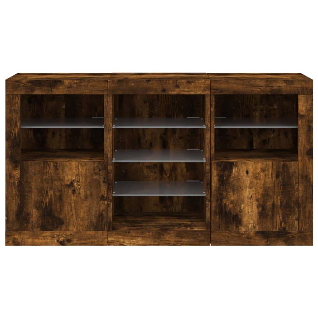 Komoda s LED svjetlima boja dimljenog hrasta 123x37x67 cm