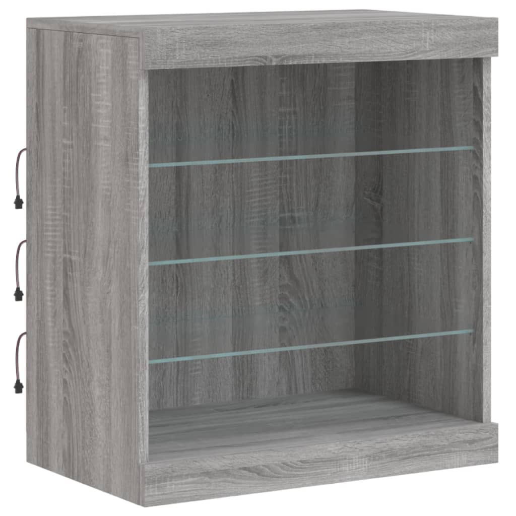 Komoda s LED svjetlima boja sivog hrasta 142,5x37x67 cm