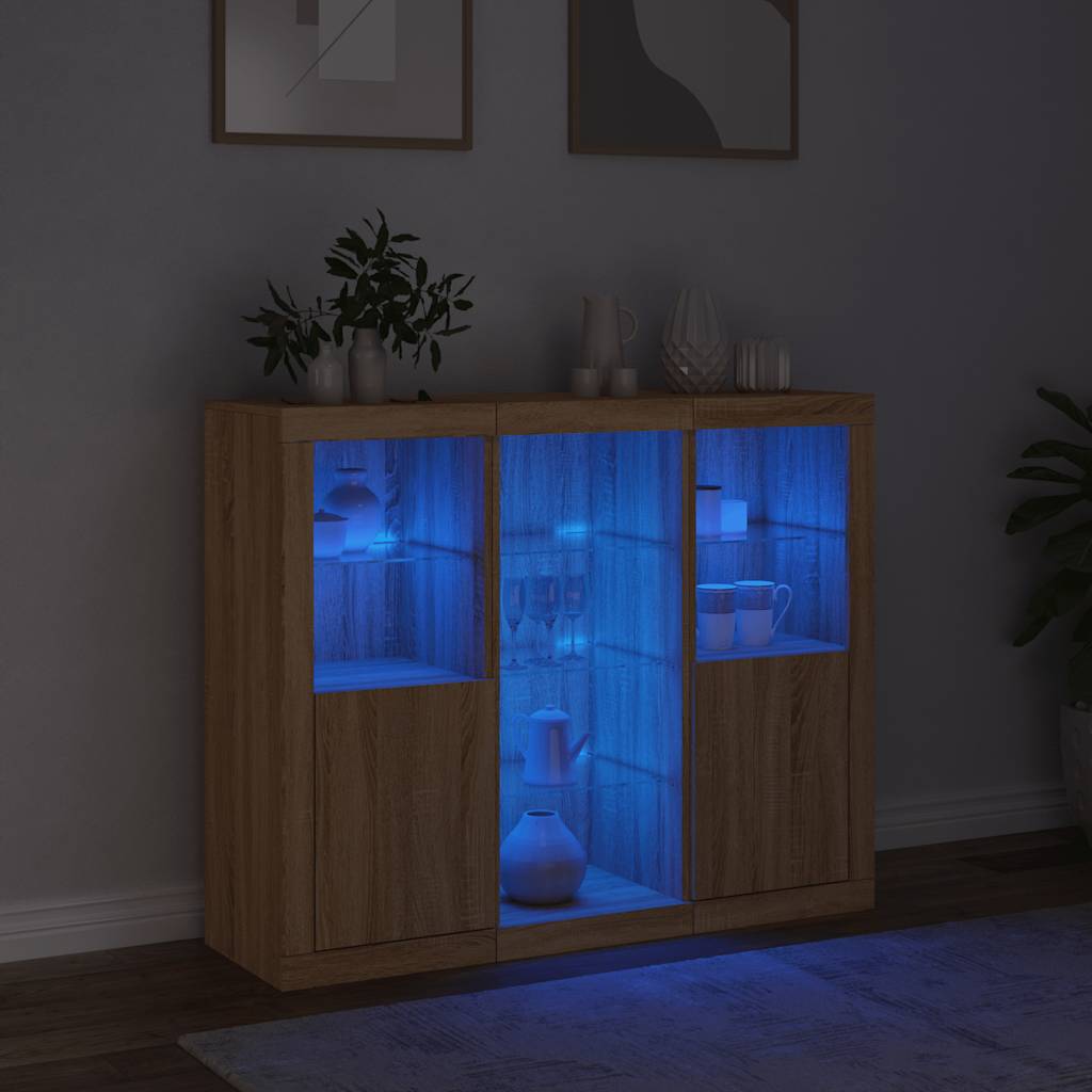 Komode s LED svjetlima 3 kom boja hrasta sonome