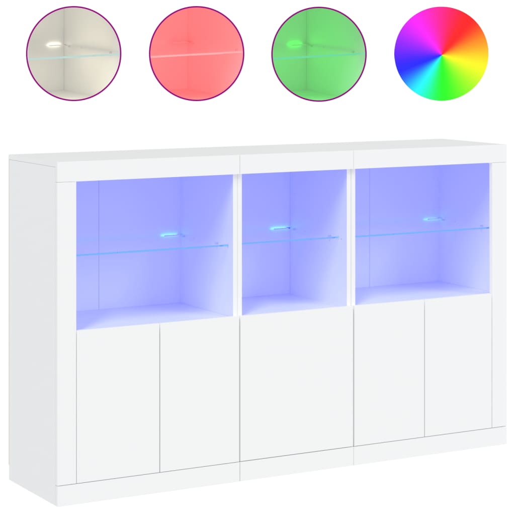 Komoda s LED svjetlima bijela 162 x 37 x 100 cm