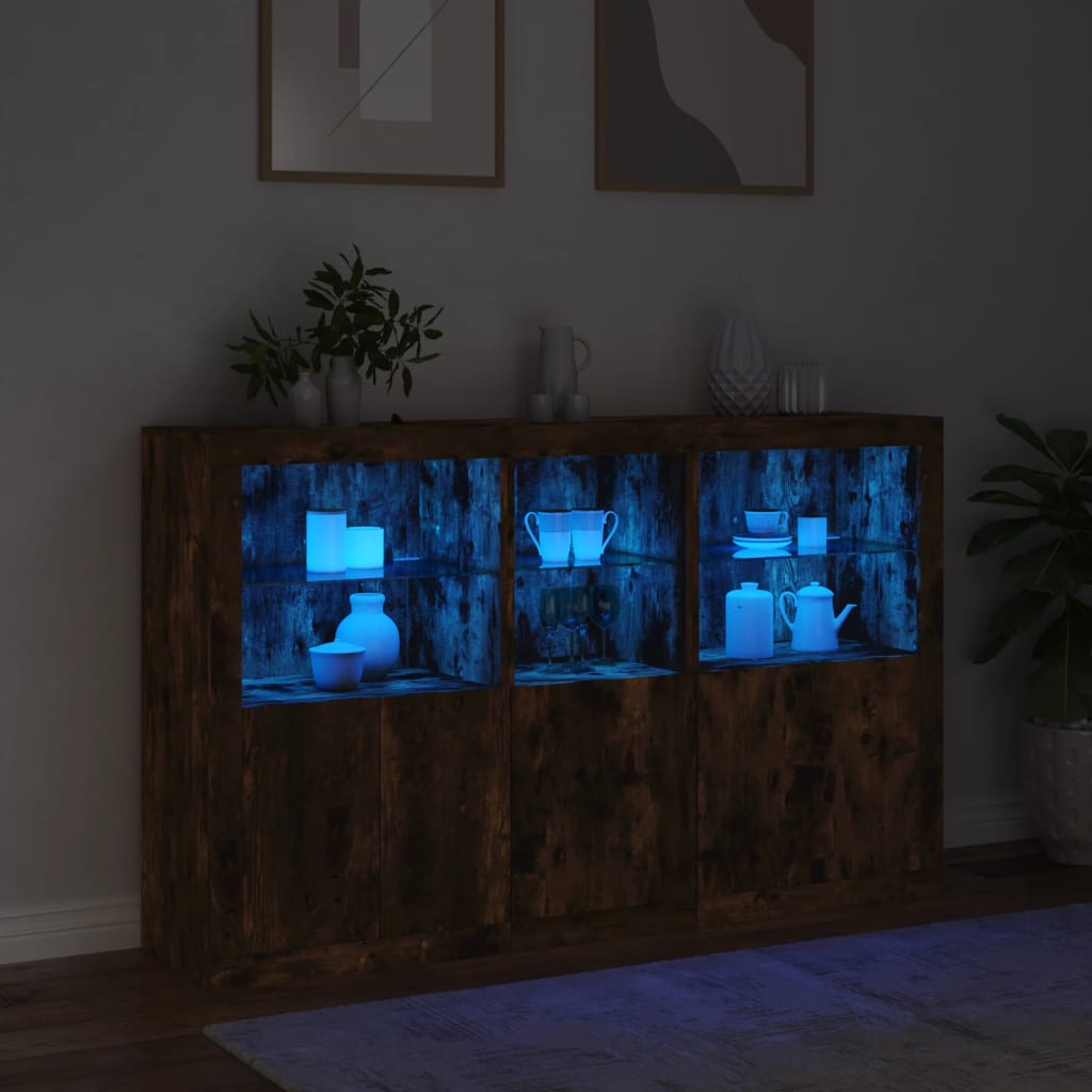 Komoda s LED svjetlima boja dimljenog hrasta 162x37x100 cm