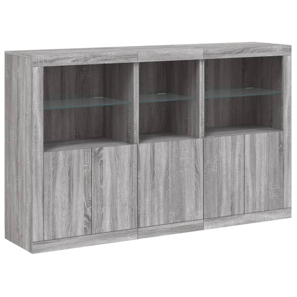 Komoda s LED svjetlima boja sivog hrasta 162x37x100 cm