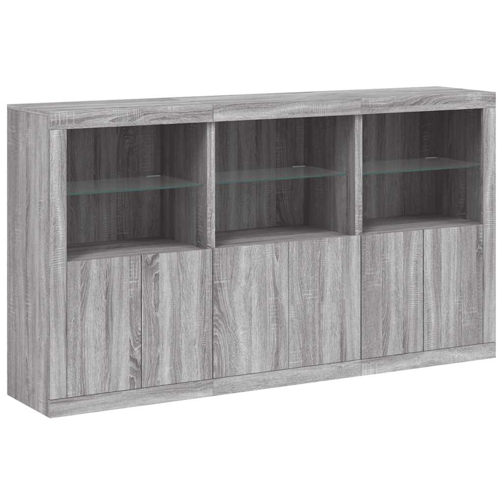 Komoda s LED svjetlima boja sivog hrasta 181,5x37x100 cm