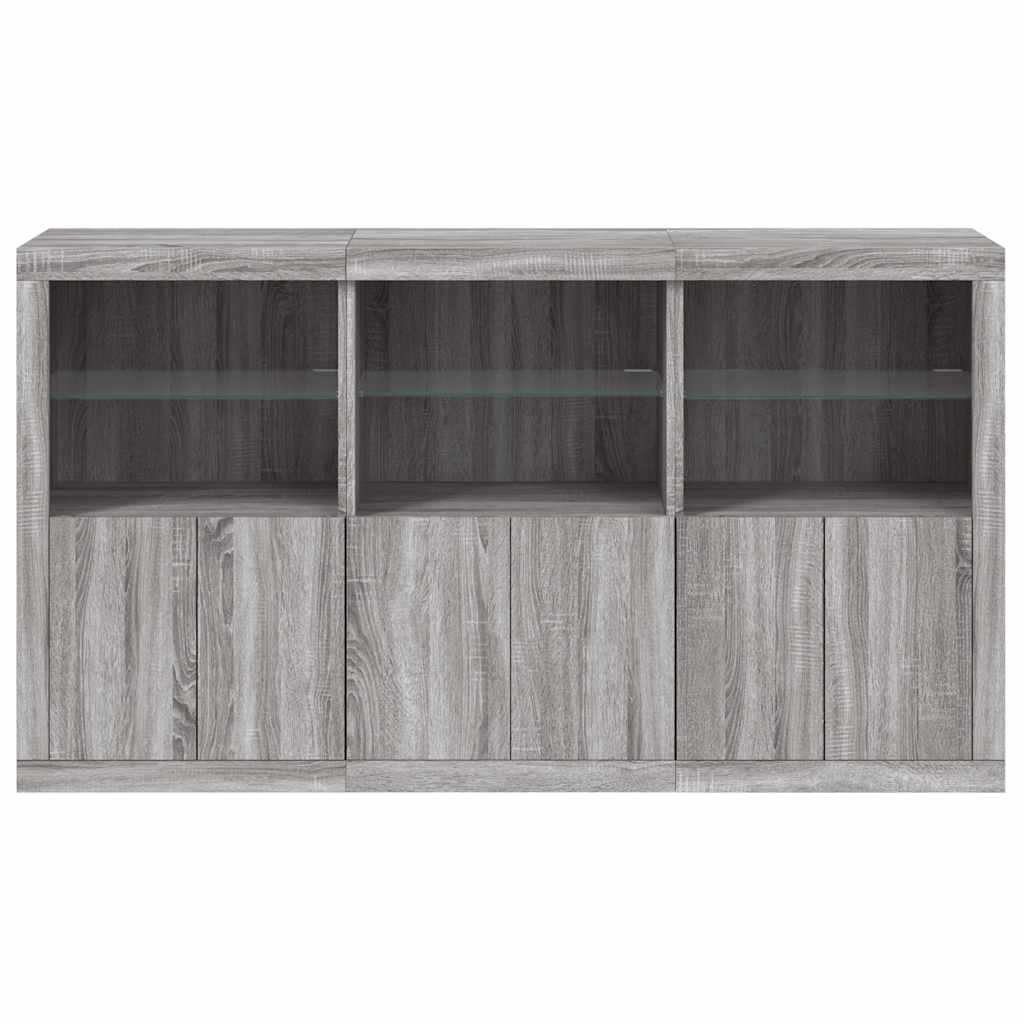 Komoda s LED svjetlima boja sivog hrasta 181,5x37x100 cm