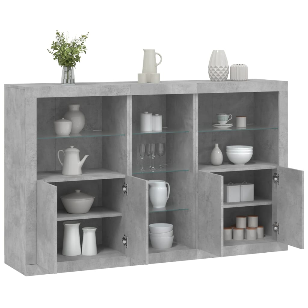 Komoda s LED svjetlima siva boja betona 162 x 37 x 100 cm