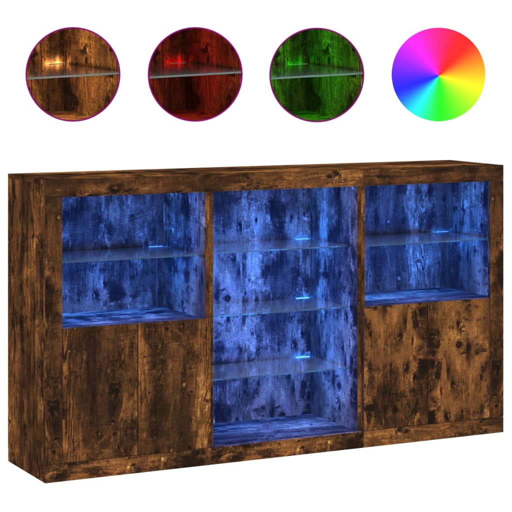 Komoda s LED svjetlima boja dimljenog hrasta 181,5x37x100 cm