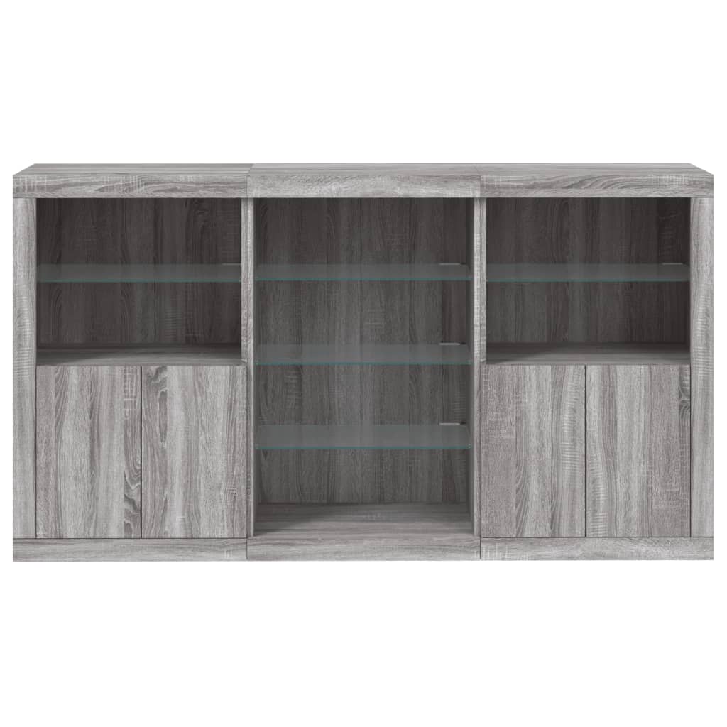 Komoda s LED svjetlima boja sivog hrasta 181,5x37x100 cm