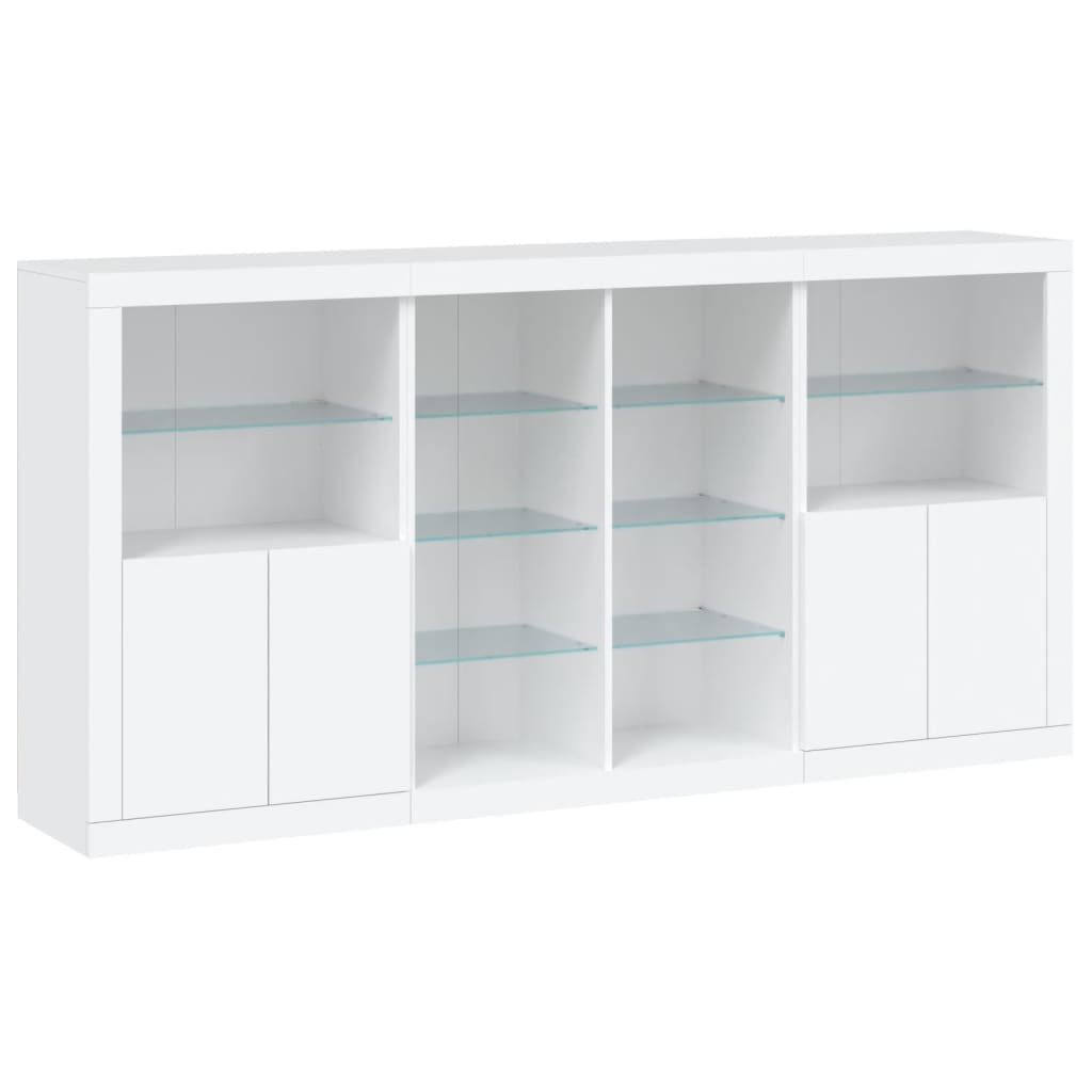 Komoda s LED svjetlima bijela 202x37x100 cm