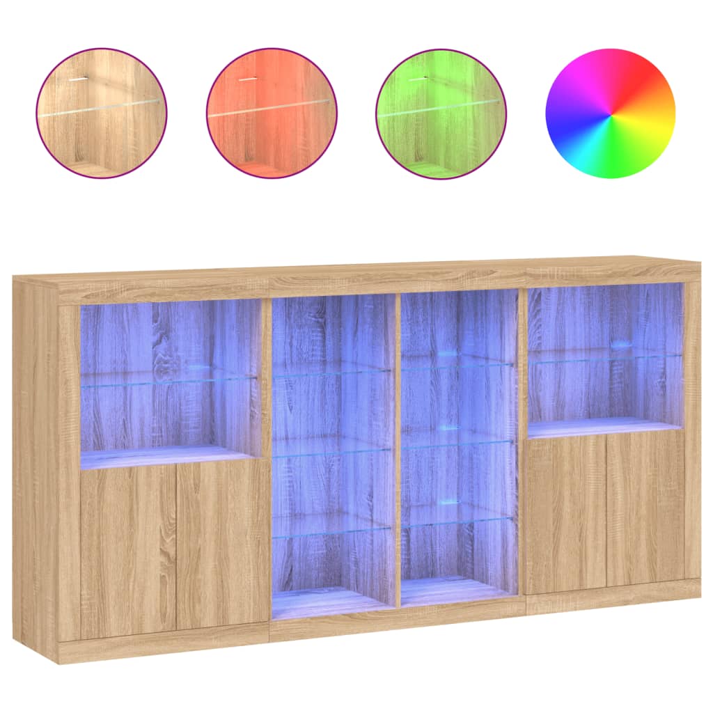 Komoda s LED svjetlima boja hrasta sonome 202x37x100 cm