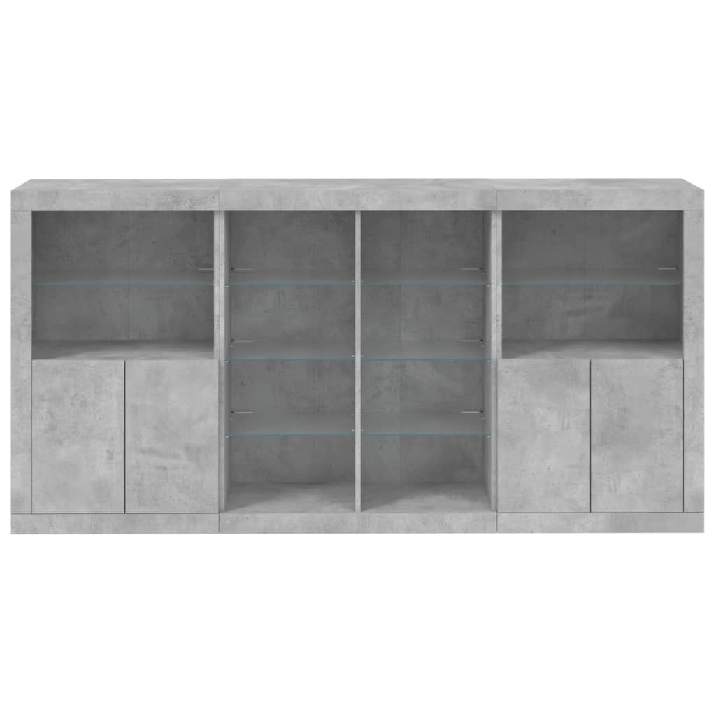 Komoda s LED svjetlima siva boja betona 202x37x100 cm