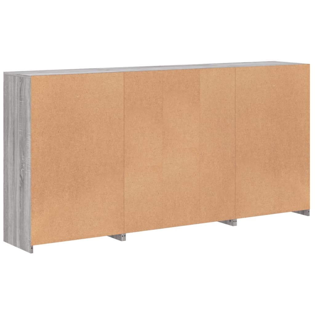 Komoda s LED svjetlima boja sivog hrasta 202x37x100 cm
