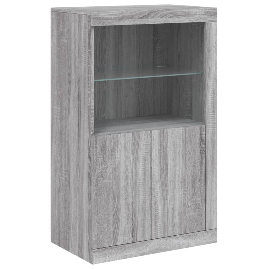 Komoda s LED svjetlima boja sivog hrasta 202x37x100 cm