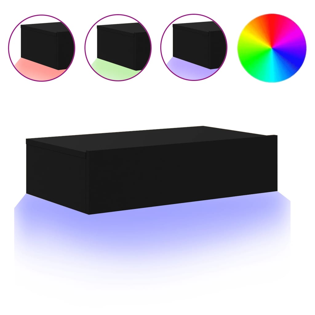 TV ormarić s LED svjetlima crni 60 x 35 x 15,5 cm