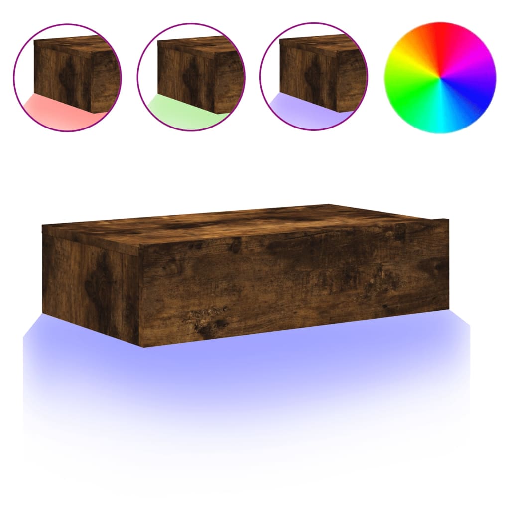 TV ormarić s LED svjetlima boja dimljenog hrasta 60x35x15,5 cm