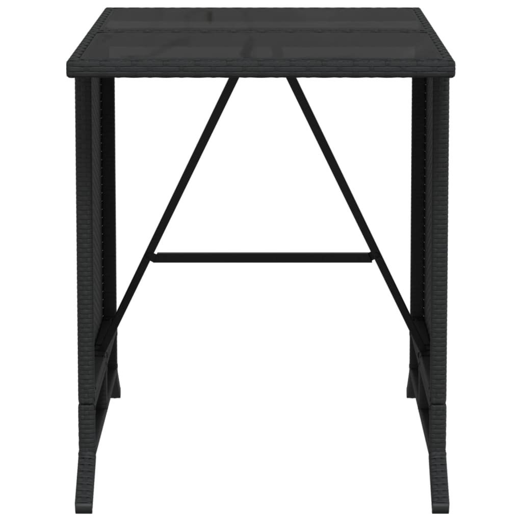 3-dijelni bistro set s jastucima crni od poliratana