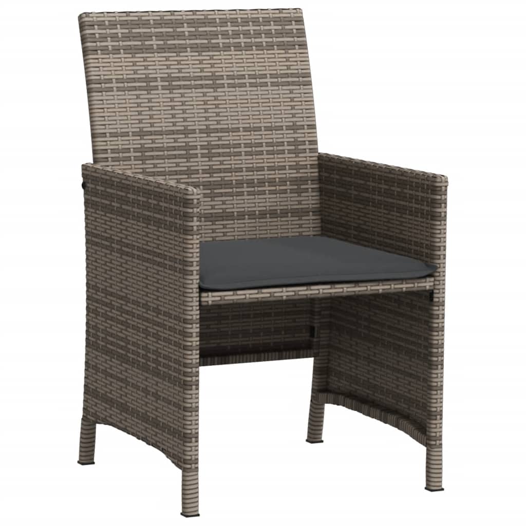 3-dijelni bistro set od poliratana s jastucima sivi