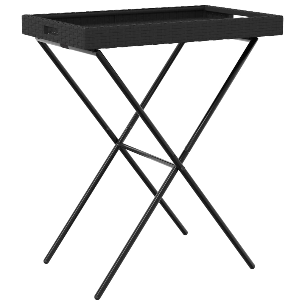 Sklopivi stol s pladnjem crni 65 x 40 x 75 cm od poliratana