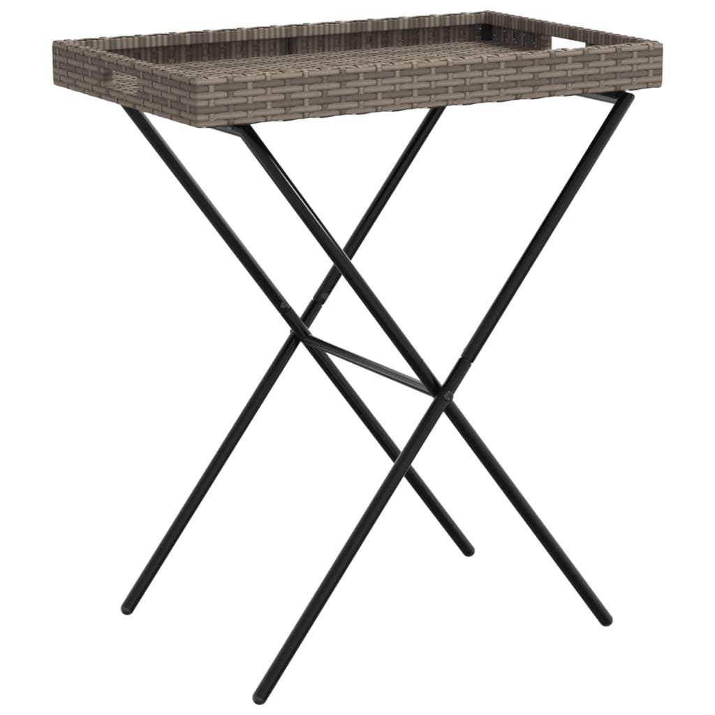 Sklopivi stol s pladnjem sivi 65 x 40 x 75 cm od poliratana