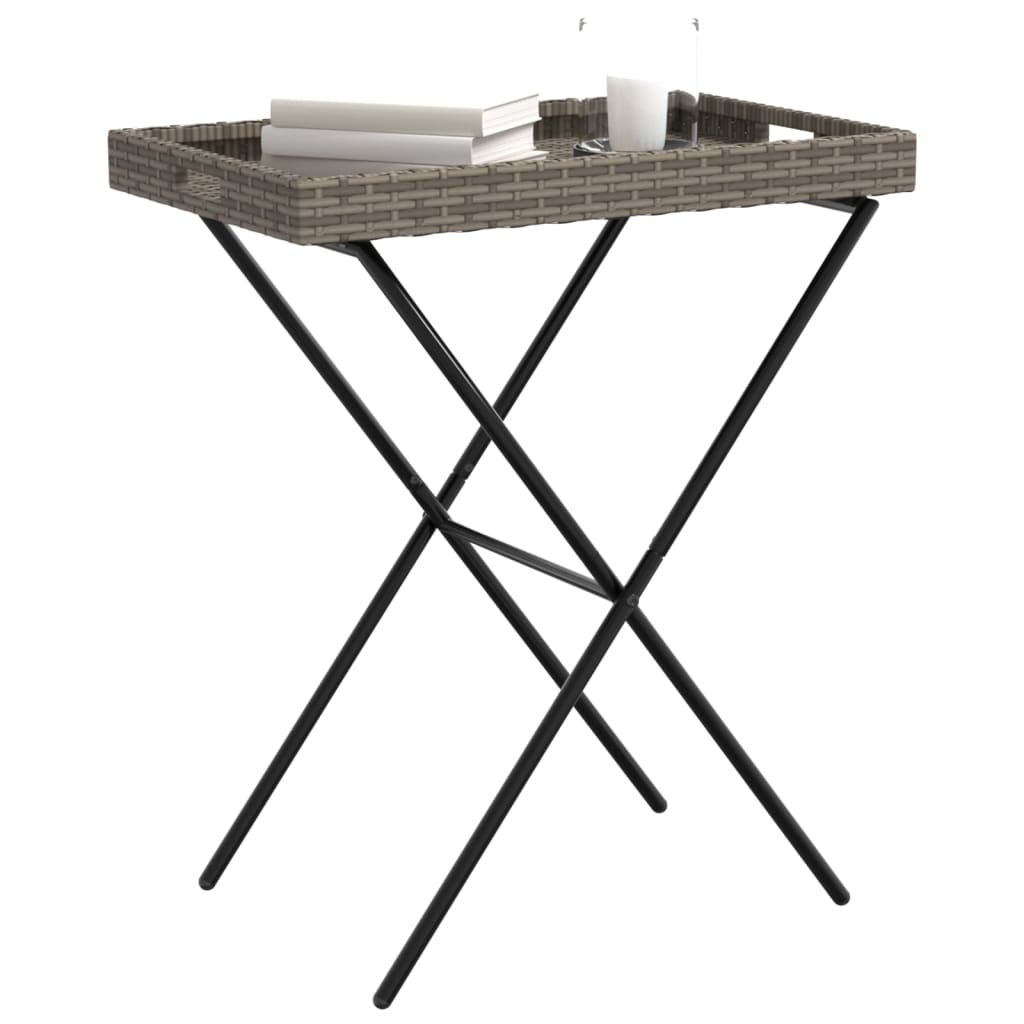 Sklopivi stol s pladnjem sivi 65 x 40 x 75 cm od poliratana