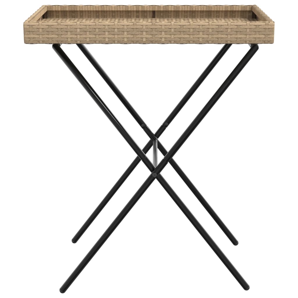 Sklopivi stol s pladnjem bež 65 x 40 x 75 cm od poliratana