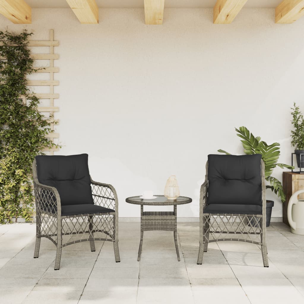 Vrtne stolice s jastucima 2 kom sive od poliratana