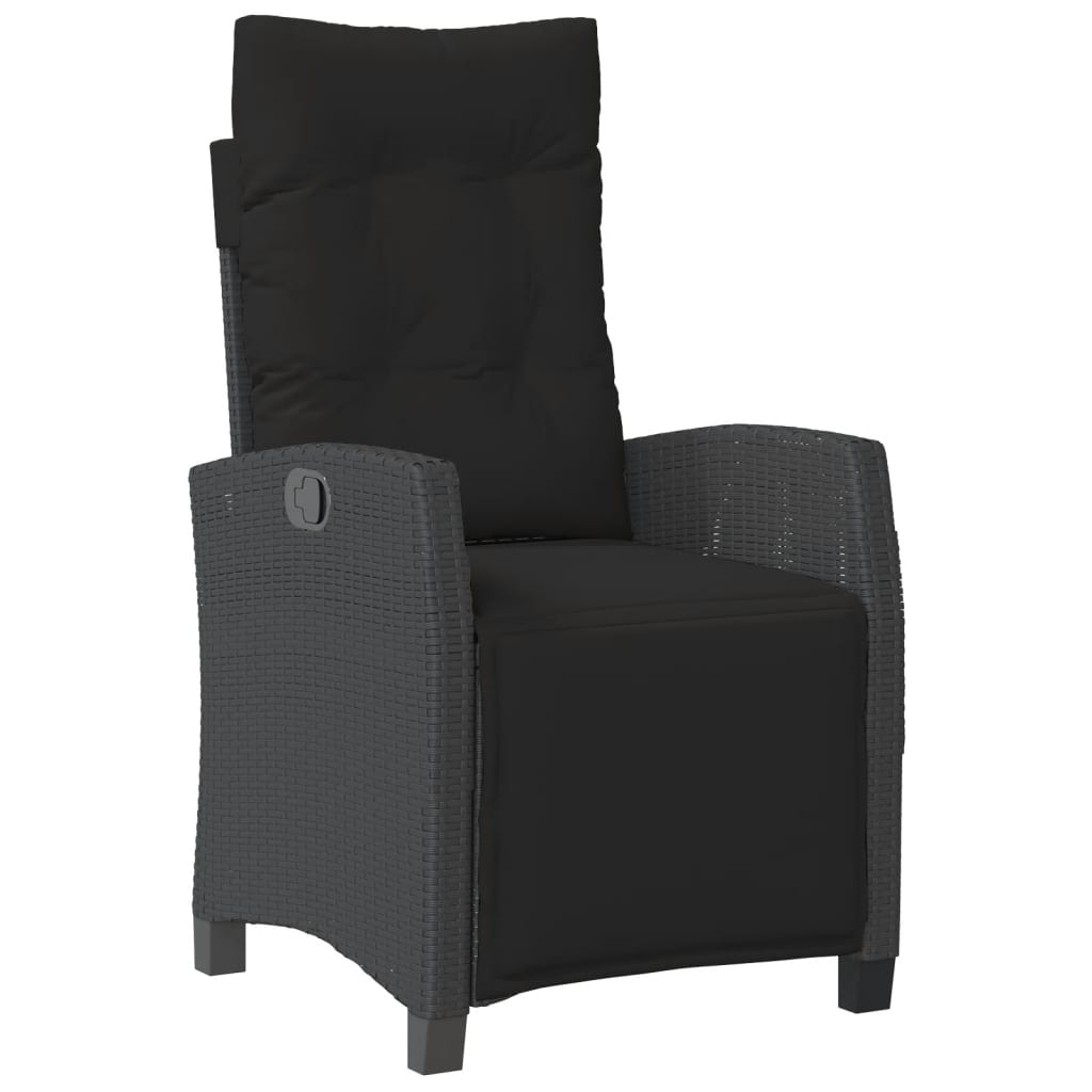 3-dijelni bistro set s jastucima crni od poliratana