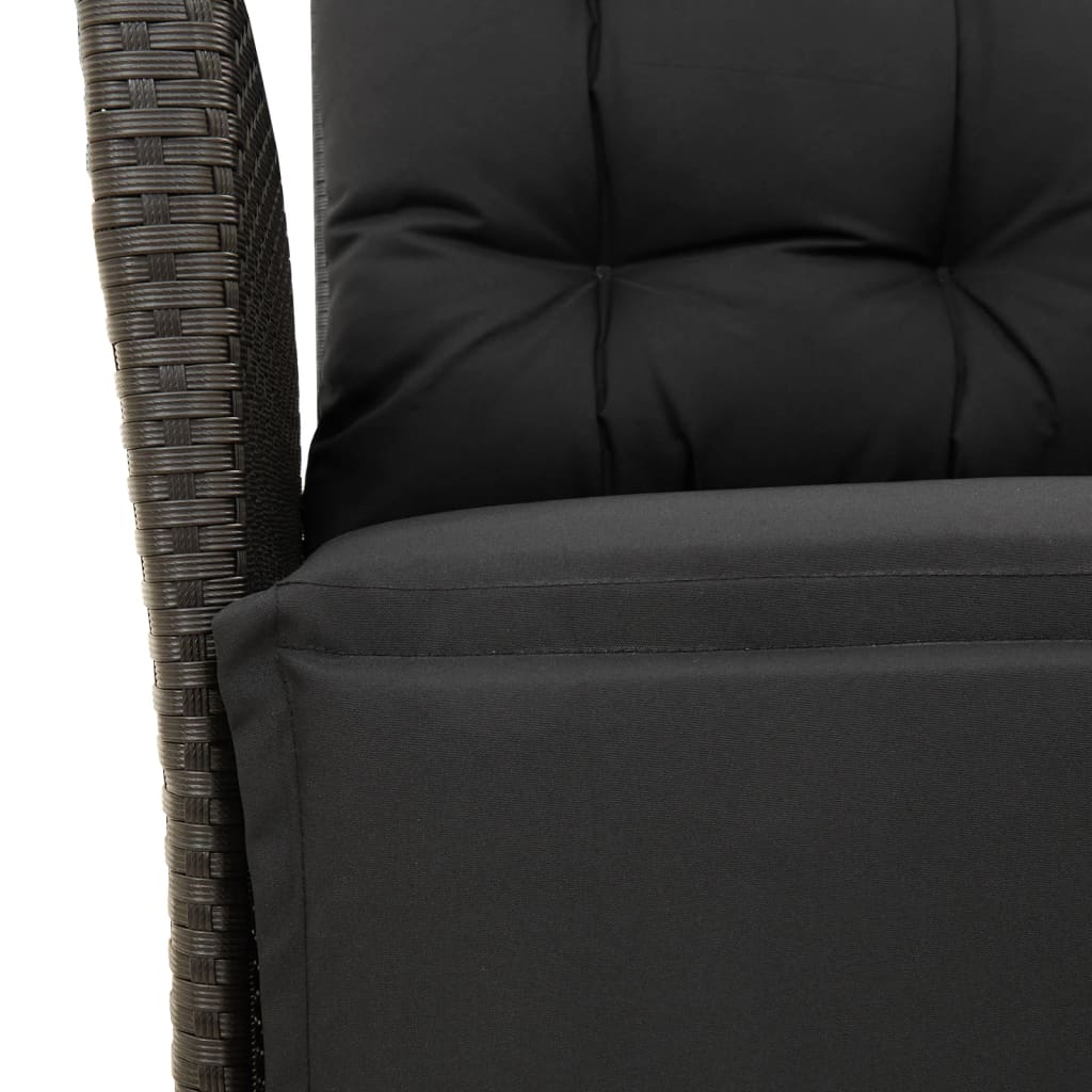 3-dijelni bistro set s jastucima crni od poliratana