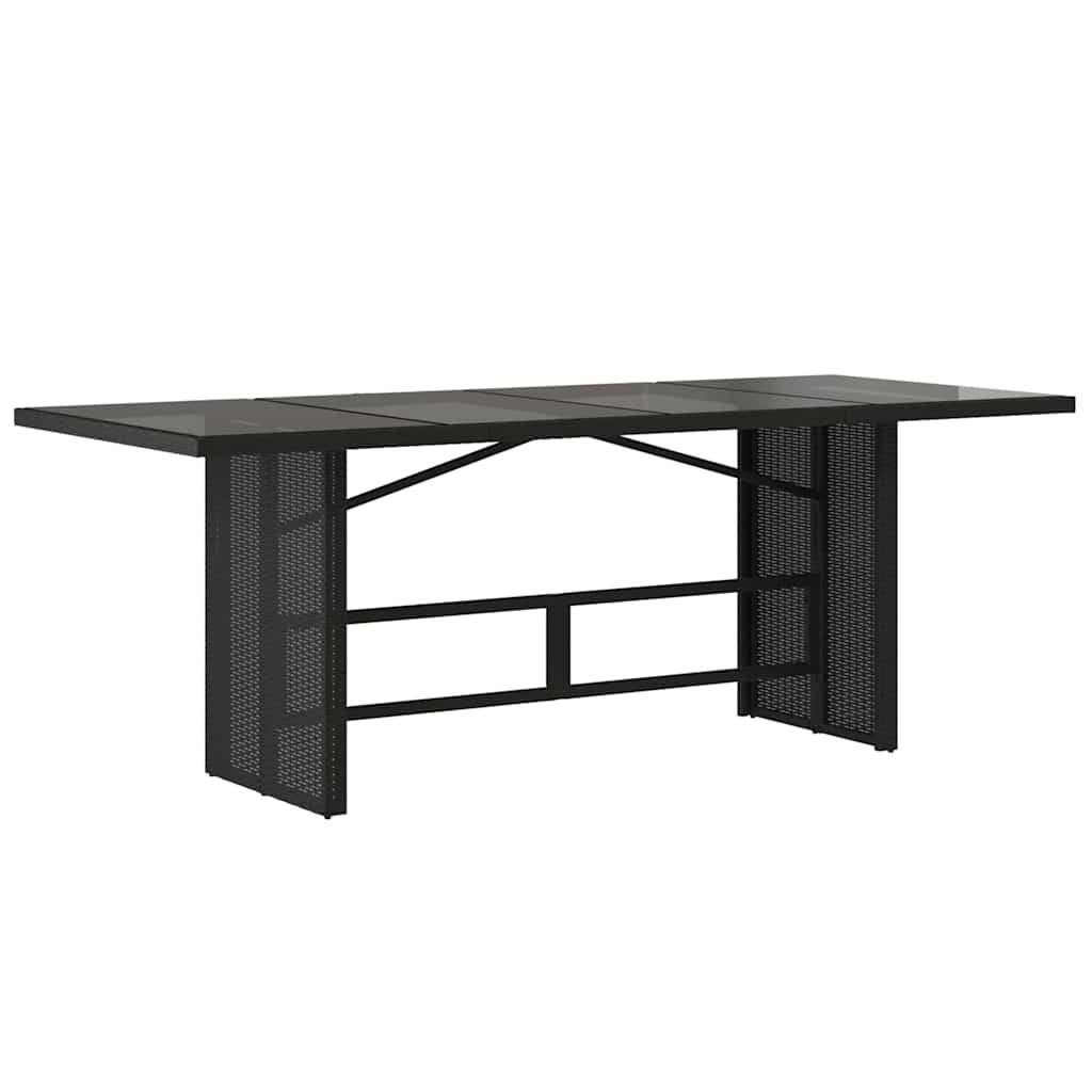 Vrtni stol sa staklenom pločom crni 190x80x74 cm od poliratana