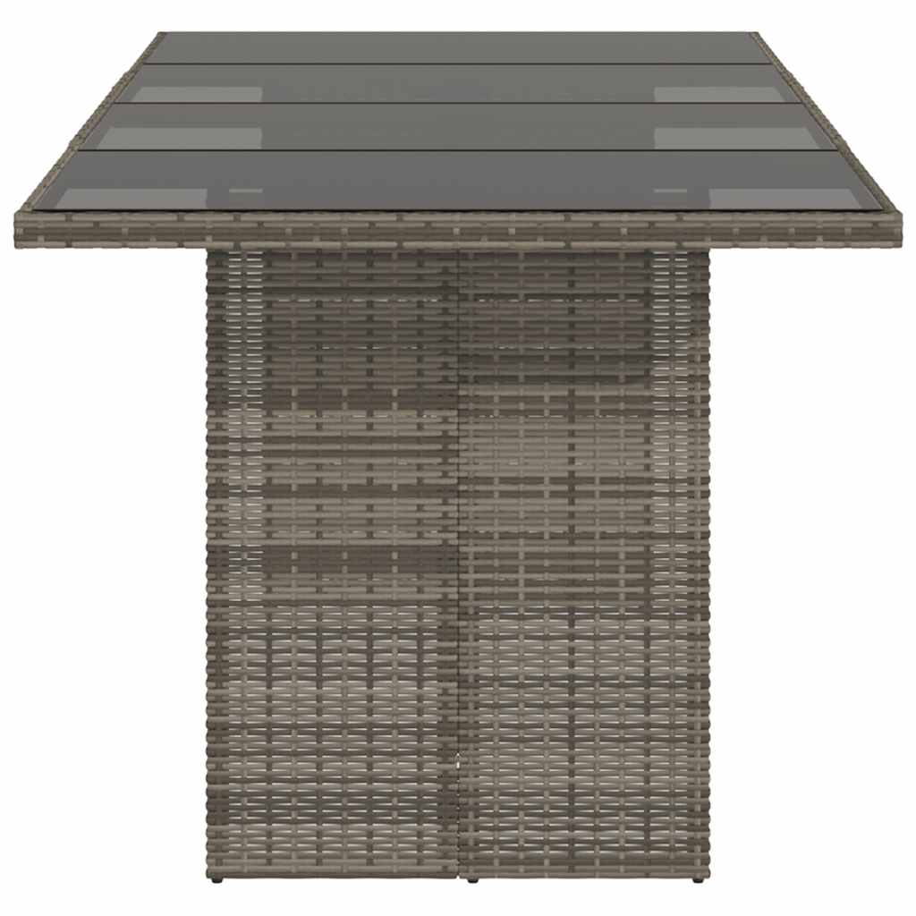 Vrtni stol sa staklenom pločom sivi 190x80x74 cm od poliratana Siva