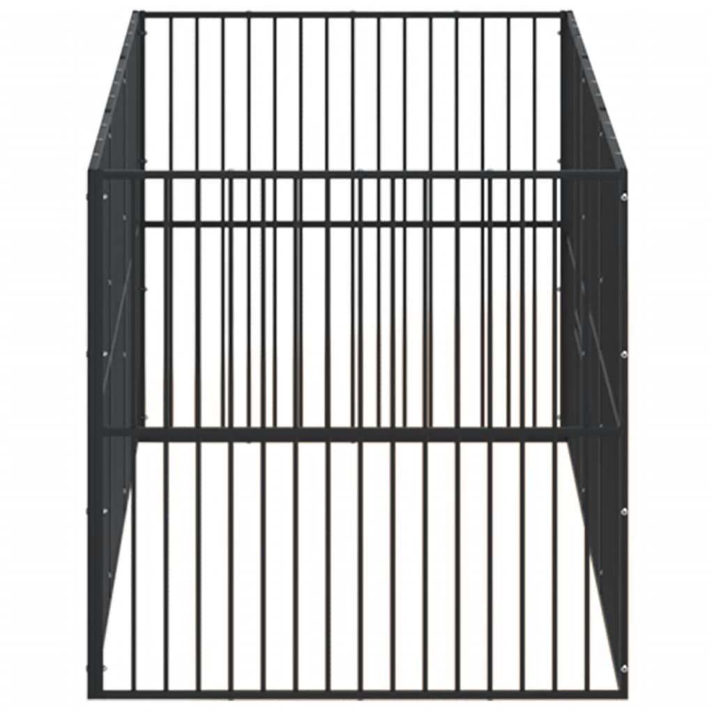 Ograda za pse s 8 panela crna od pocinčanog čelika