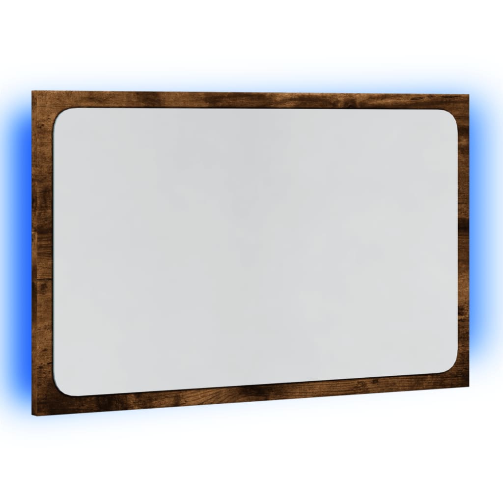 LED kupaonsko ogledalo boja dimljenog hrasta 60x8,5x38cm drveno