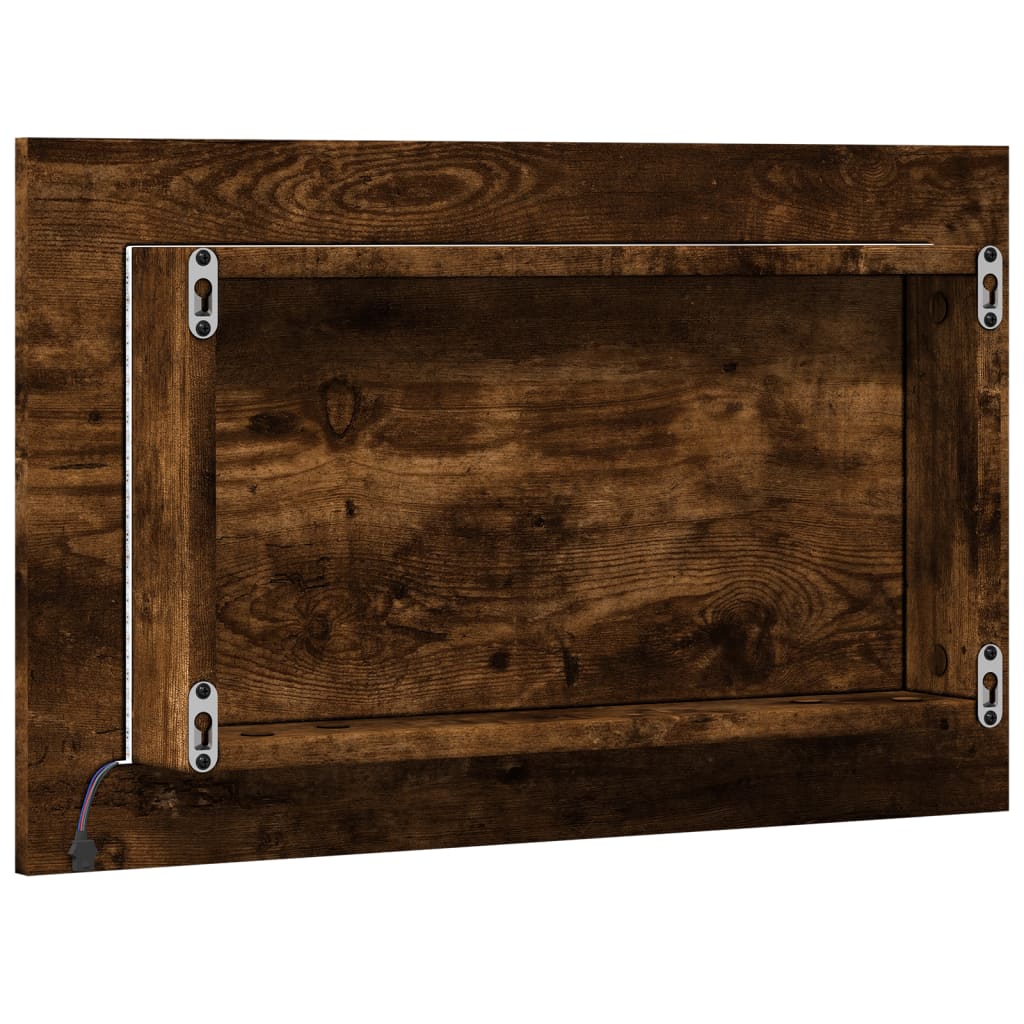 LED kupaonsko ogledalo boja dimljenog hrasta 60x8,5x38cm drveno