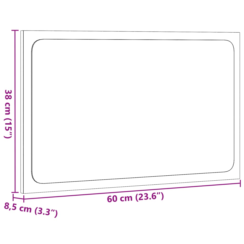 LED kupaonsko ogledalo boja smeđeg hrasta 60x8,5x38 cm drveno