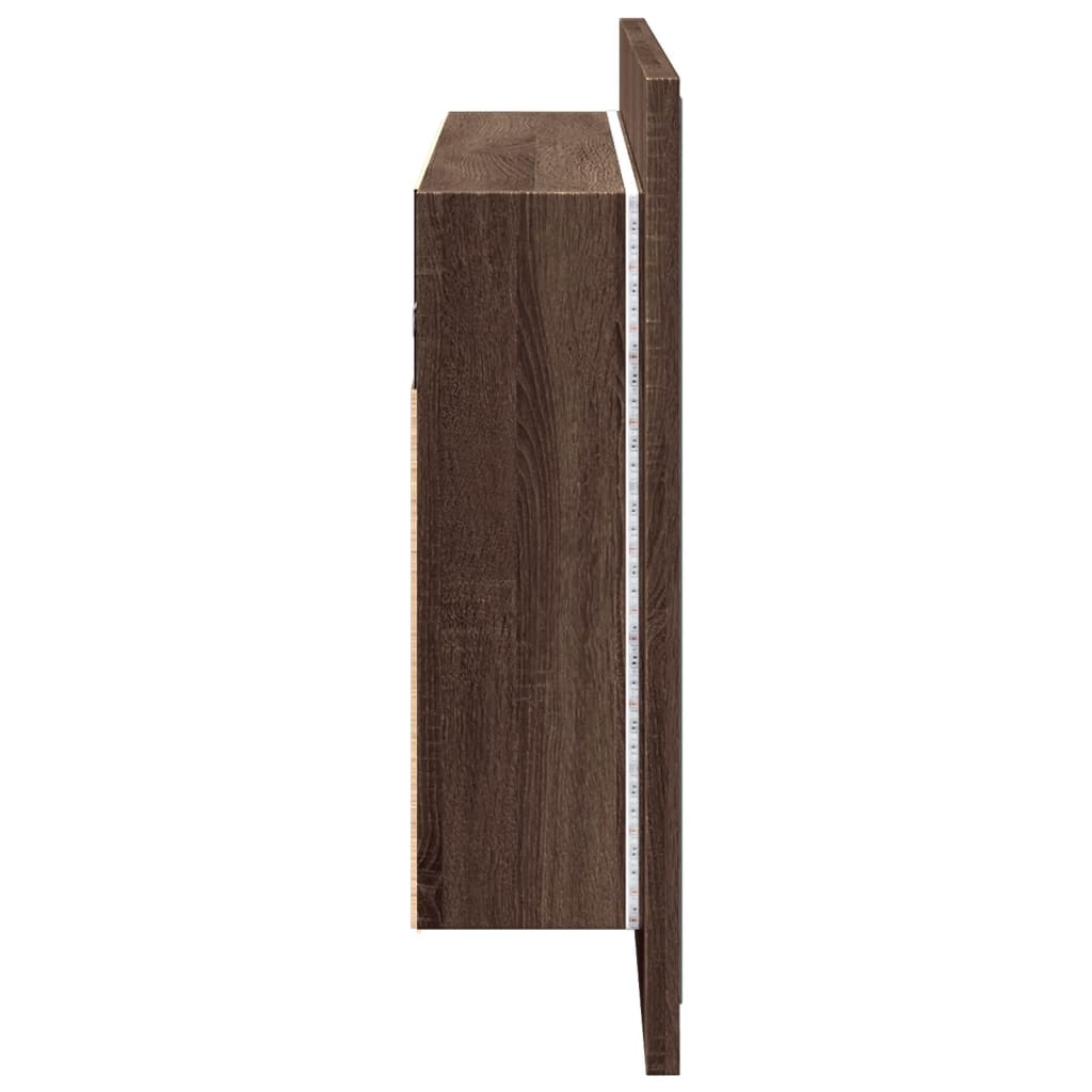 LED kupaonski ormarić s ogledalom boja hrasta 80x12x45 akrilni