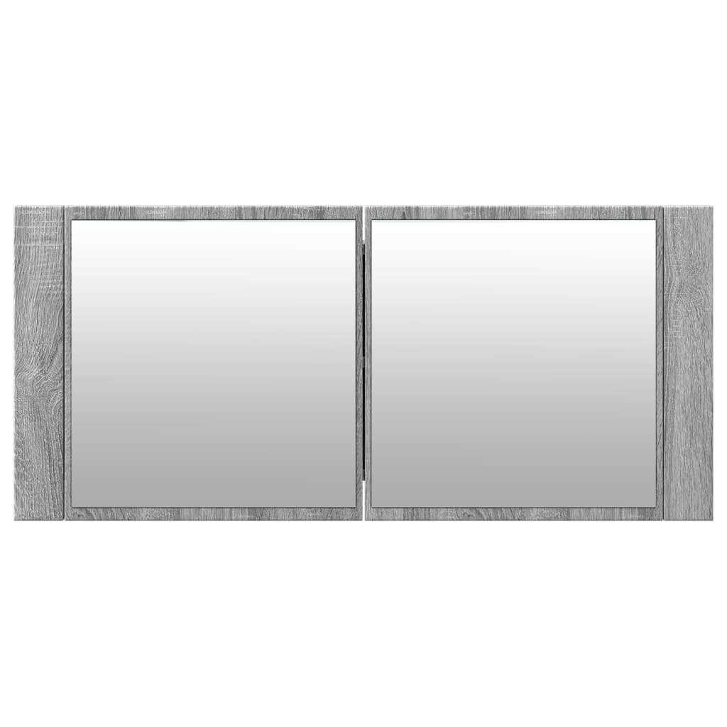LED kupaonski ormarić s ogledalom siva boja hrasta 100x12x45 cm