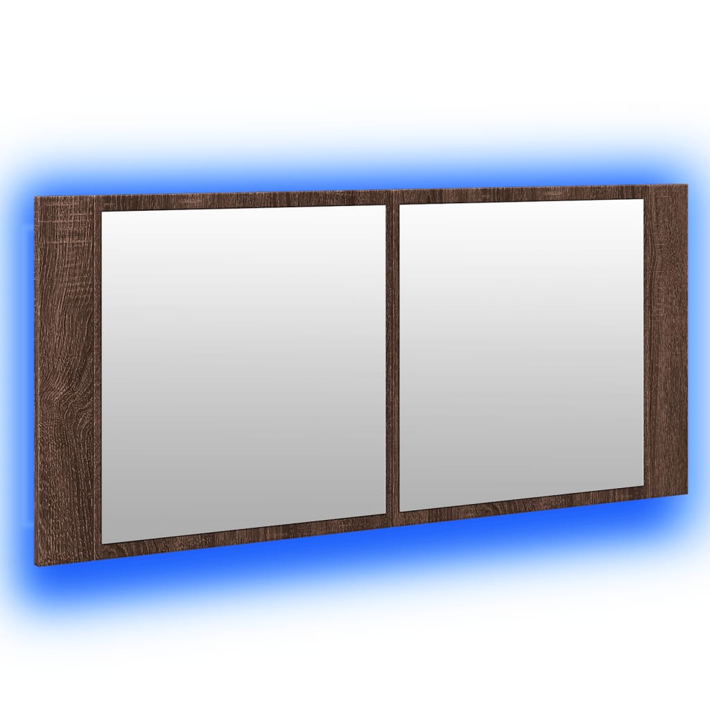 LED kupaonski ormarić s ogledalom smeđa boja hrasta 100x12x45cm