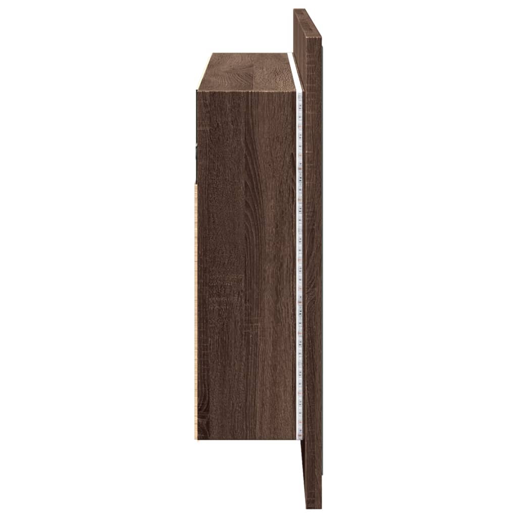 LED kupaonski ormarić s ogledalom boja hrasta 90x12x45 akrilni