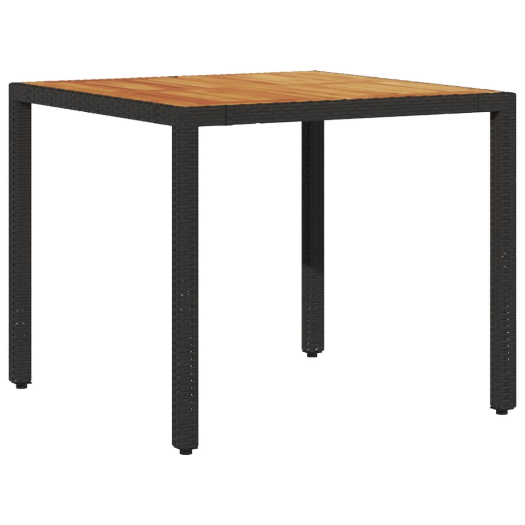 Vrtni stol s pločom od drva bagrema crni 90x90x75 cm poliratana